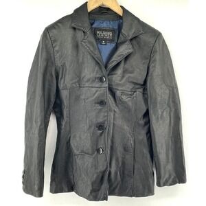 Wilsons Leather Jacket Womens S Black Blazer 4 Button Pelle Studio Fitted